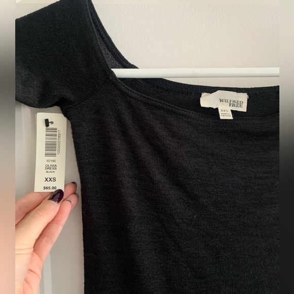 NWT Aritzia Wilfred free black off the shoulder bodycon dress - Picture 5 of 5